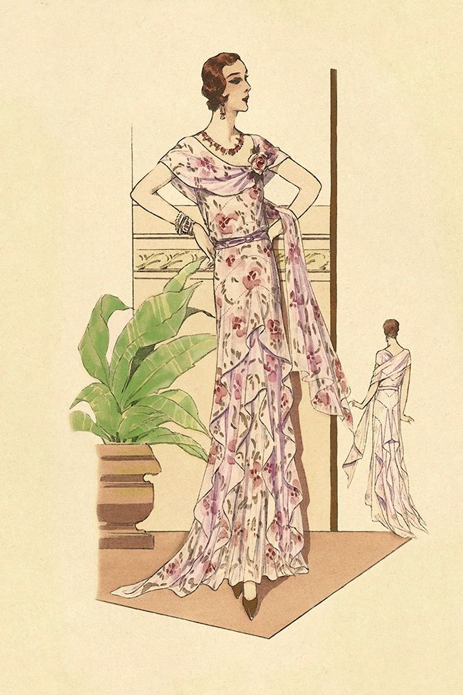 Layered Summer Dress in Flower Print art print by Vintage Fashion for $57.95 CAD