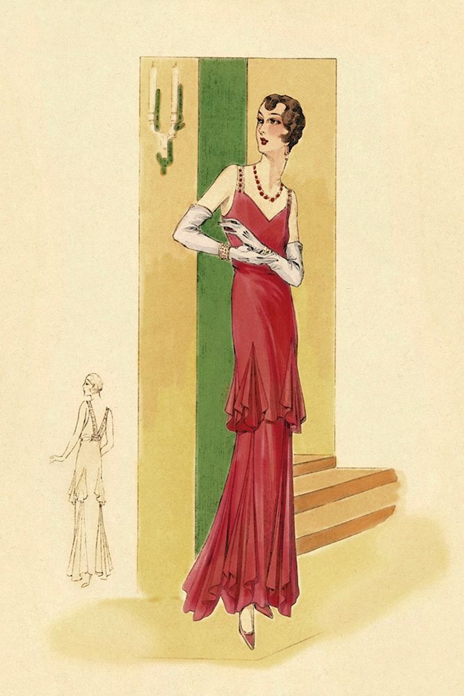 Scarlet Evening Gown art print by Vintage Fashion for $57.95 CAD