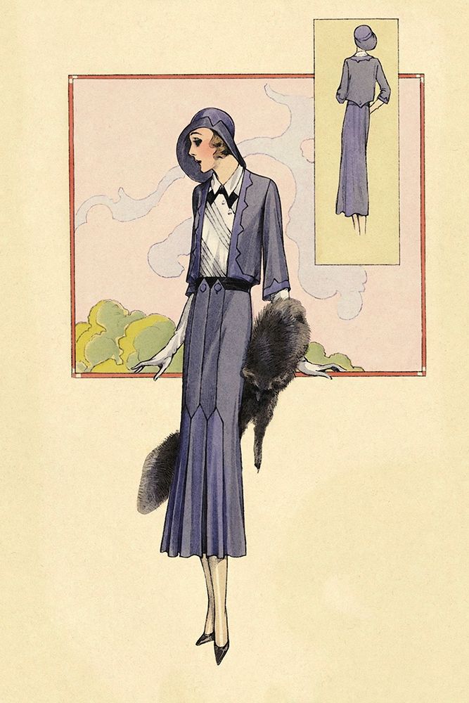 Stylish Blue Suit with Stole art print by Vintage Fashion for $57.95 CAD