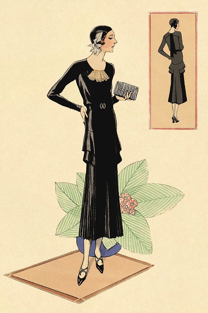 Modeles Originaur: Layered Black Dress art print by Vintage Fashion for $57.95 CAD