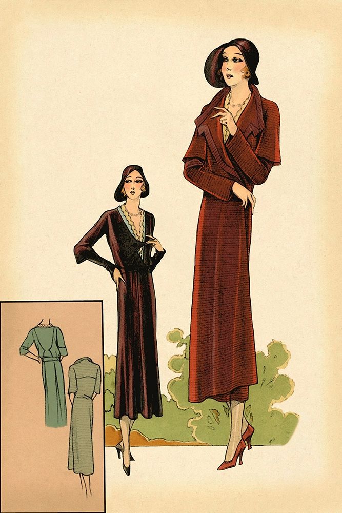 Modeles Originaur: Burgundy Chic art print by Vintage Fashion for $57.95 CAD