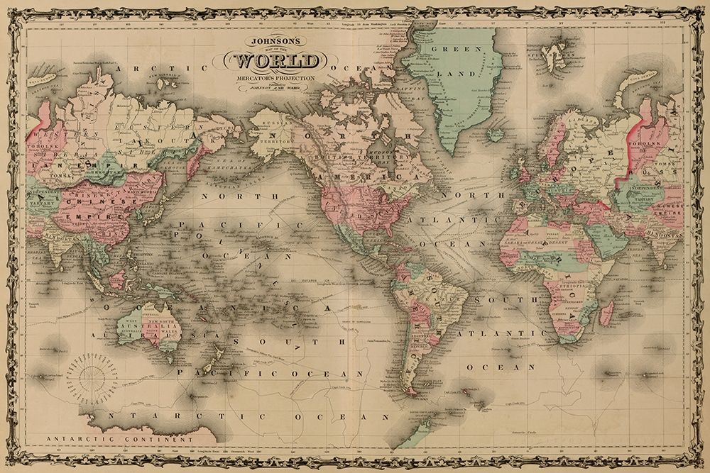 World Map art print by A.J. Johnson for $57.95 CAD