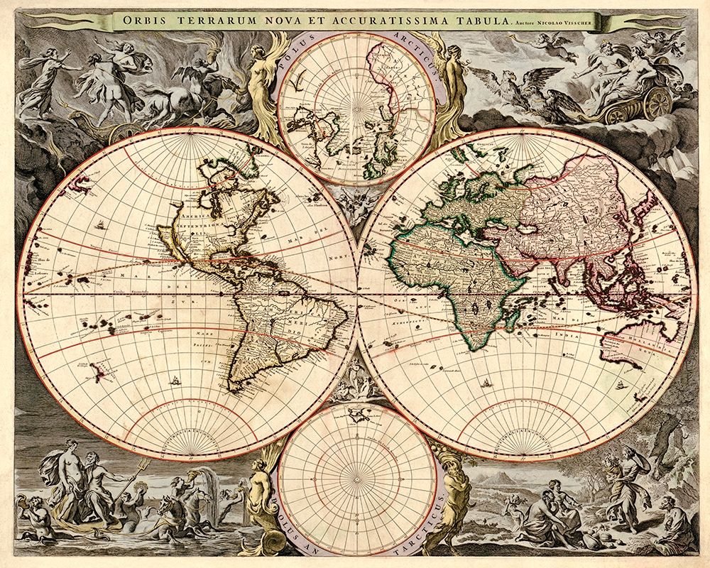 World Map art print by Nicolao Visscher for $57.95 CAD