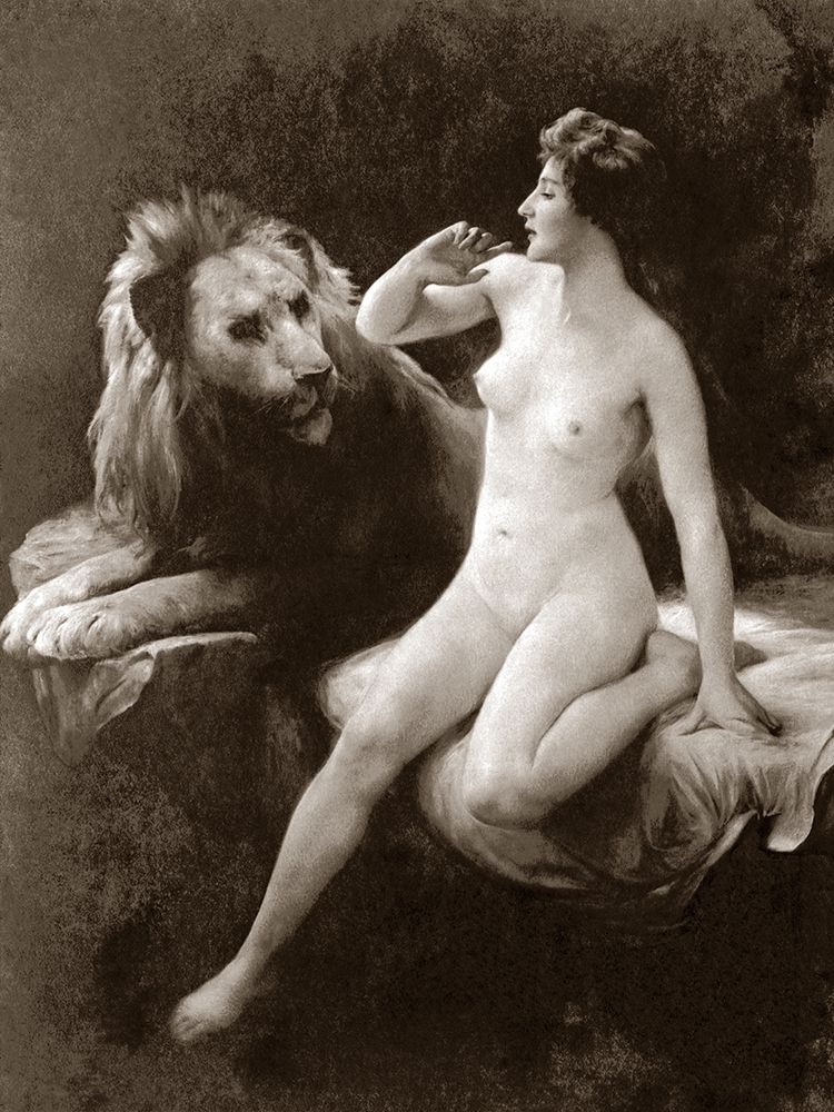 Nude with a Lion art print by Vintage Nudes for $57.95 CAD