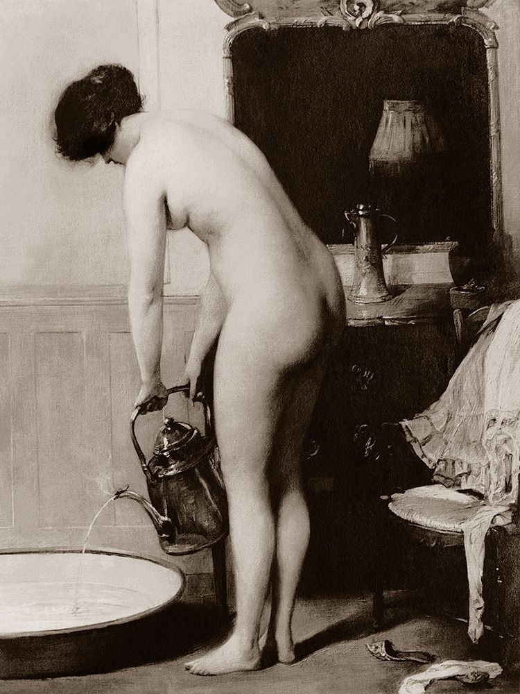 Pouring a Bath art print by Vintage Nudes for $57.95 CAD