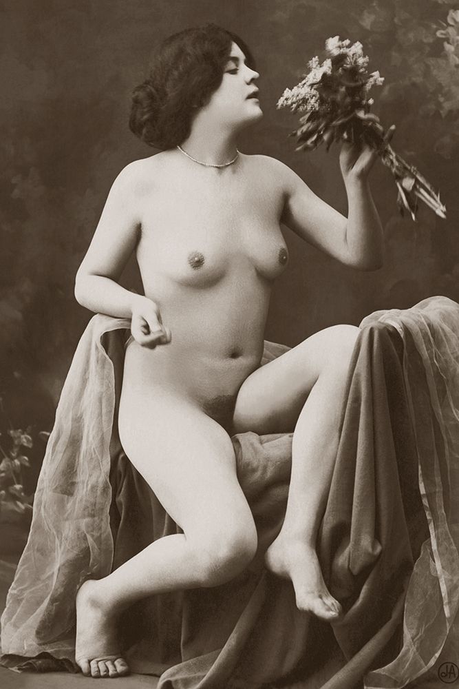 Nude with a Bouquet art print by Vintage Nudes for $57.95 CAD