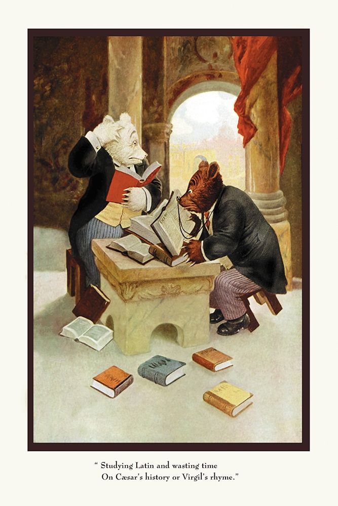 Teddy Roosevelts Bears: Teddy B and Teddy G Studying Latin art print by R.K. Culver for $57.95 CAD
