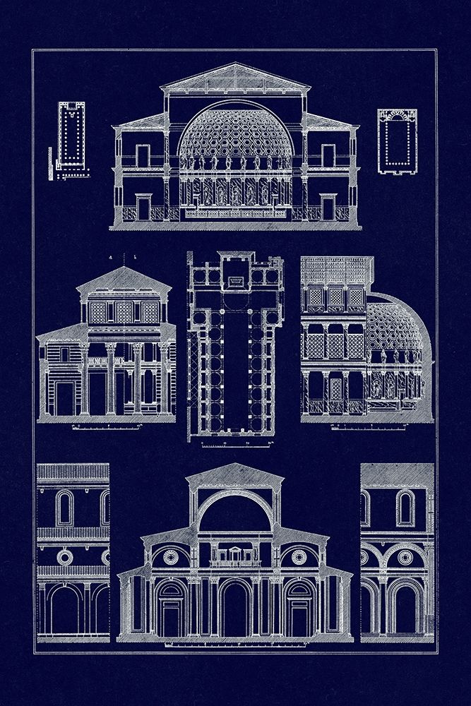 Interior of Basilica (Blueprint) art print by J. Buhlmann for $57.95 CAD