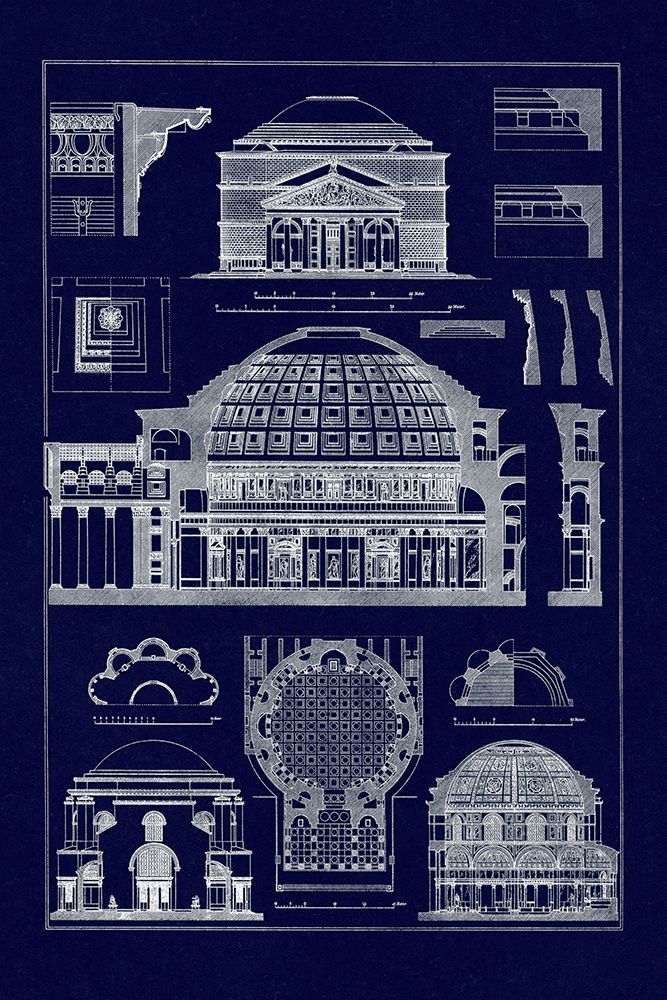 Roman Domical Vaulting (Blueprint) art print by J. Buhlmann for $57.95 CAD