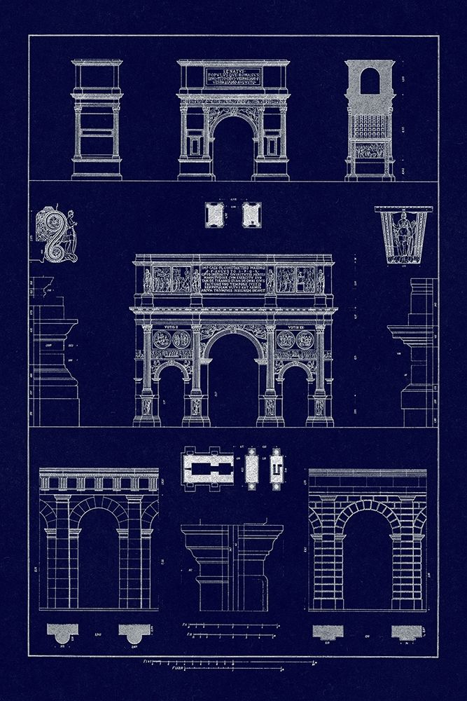 Arches and Arcades (Blueprint) art print by J. Buhlmann for $57.95 CAD