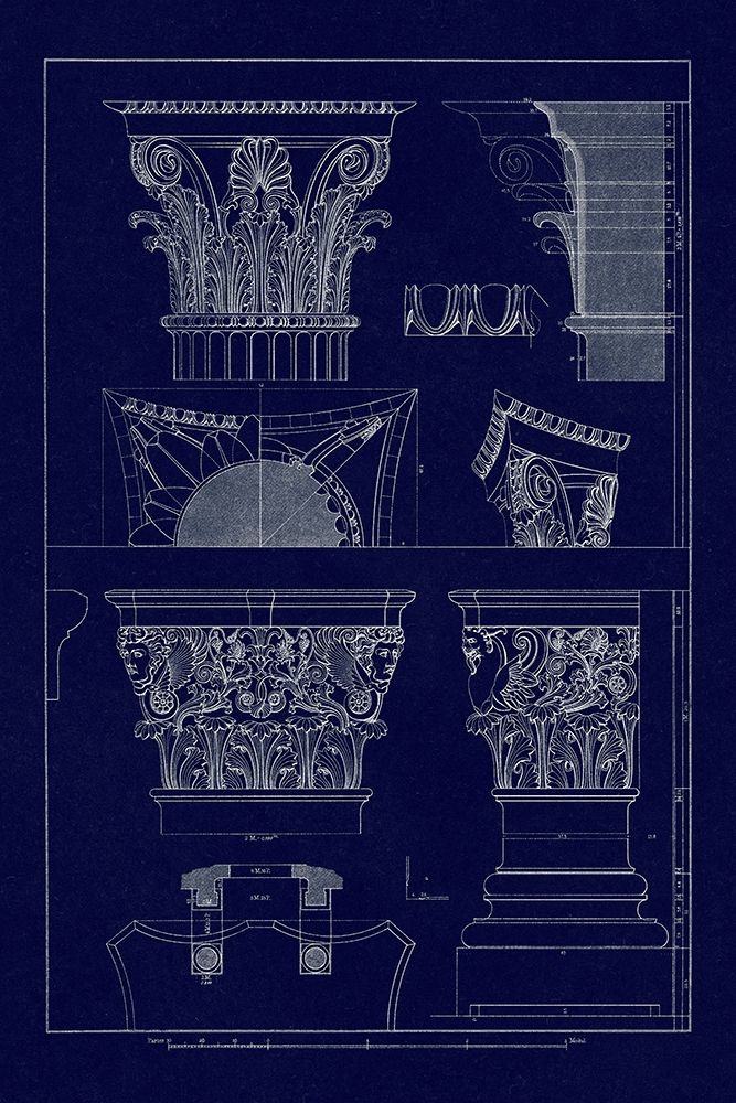 Ancient Capitals (Blueprint) art print by J. Buhlmann for $57.95 CAD