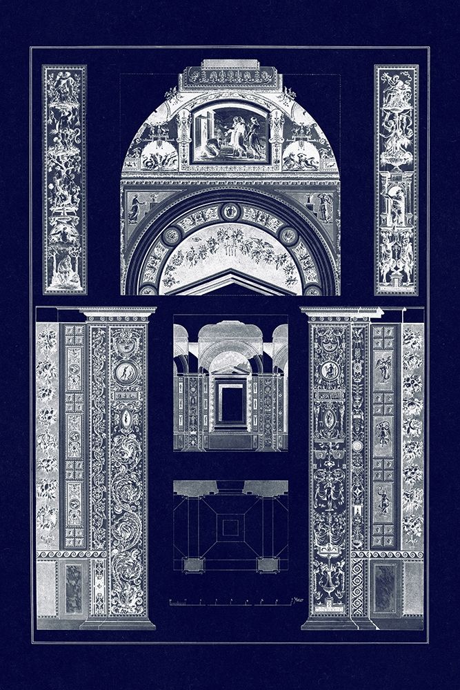 Decoration of the Second Corridor of the Loggie in the Vatican (Blueprint) art print by J. Buhlmann for $57.95 CAD