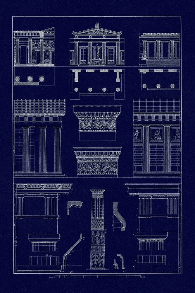 Doric Order, Temple of Zeus and Cased Column (Blueprint) art print by J. Buhlmann for $57.95 CAD