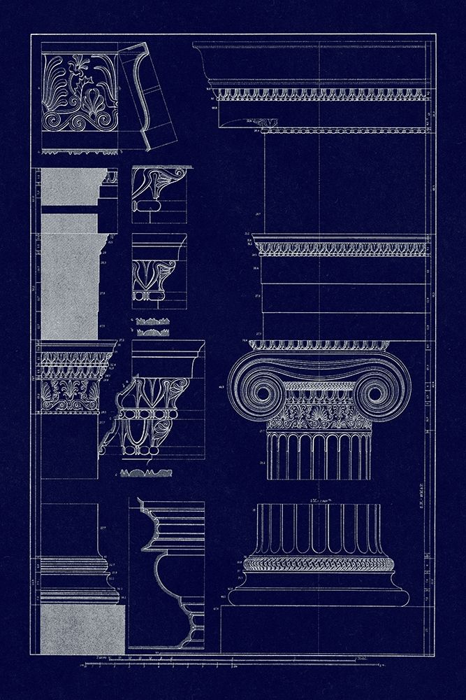 Details from the North Portico of the Erechtheum (Blueprint) art print by J. Buhlmann for $57.95 CAD