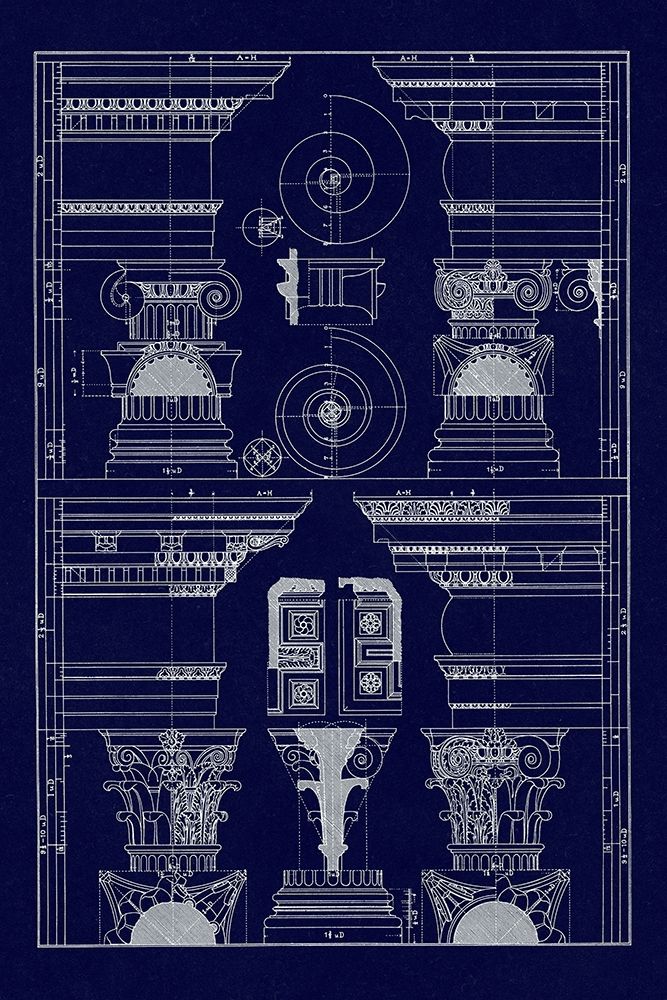 Pediments of the Renaissance (Blueprint) art print by J. Buhlmann for $57.95 CAD