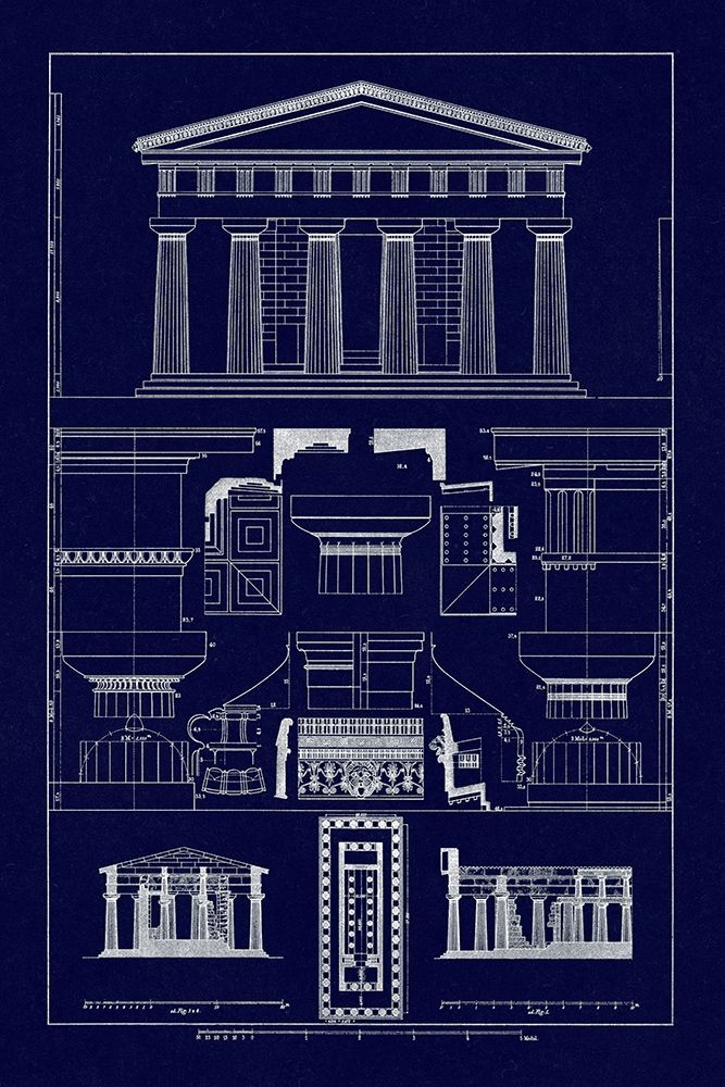 Temple of Poseidon at Paestum (Blueprint) art print by J. Buhlmann for $57.95 CAD