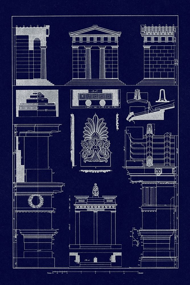 Temple of Diana, Monument of Thrasyllus (Blueprint) art print by J. Buhlmann for $57.95 CAD