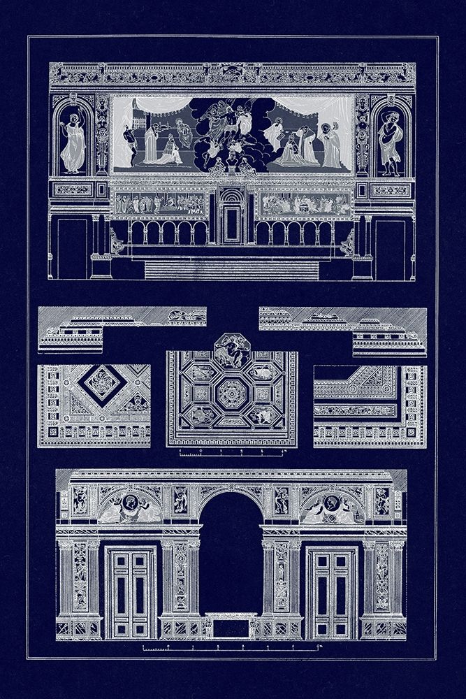 Decoration of Large Halls, Polychrome (Blueprint) art print by J. Buhlmann for $57.95 CAD