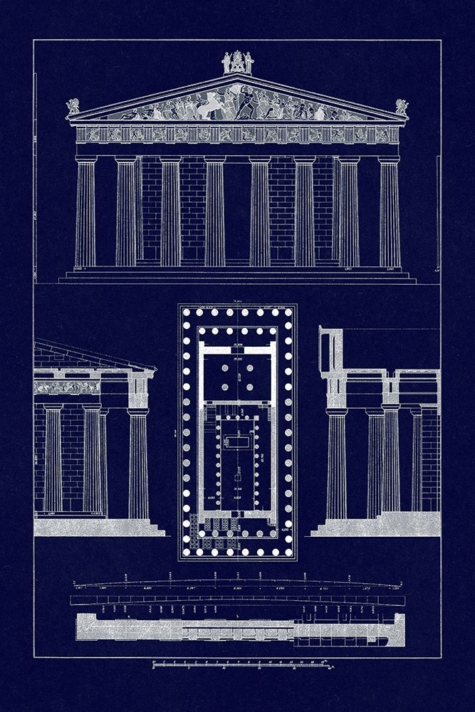 The Parthenon at Athens, Polychrome (Blueprint) art print by J. Buhlmann for $57.95 CAD