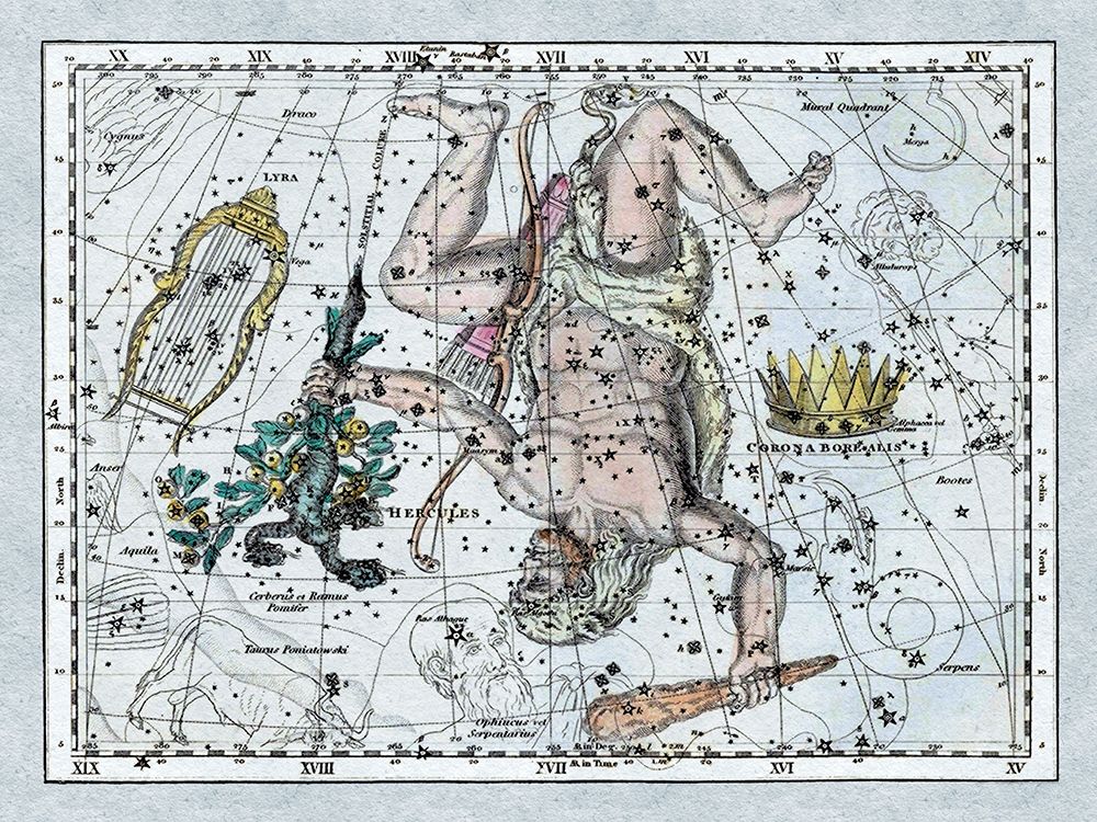Maps of the Heavens: Hercules, the Lyre and Corona Borealis art print by Alexander Jamieson for $57.95 CAD