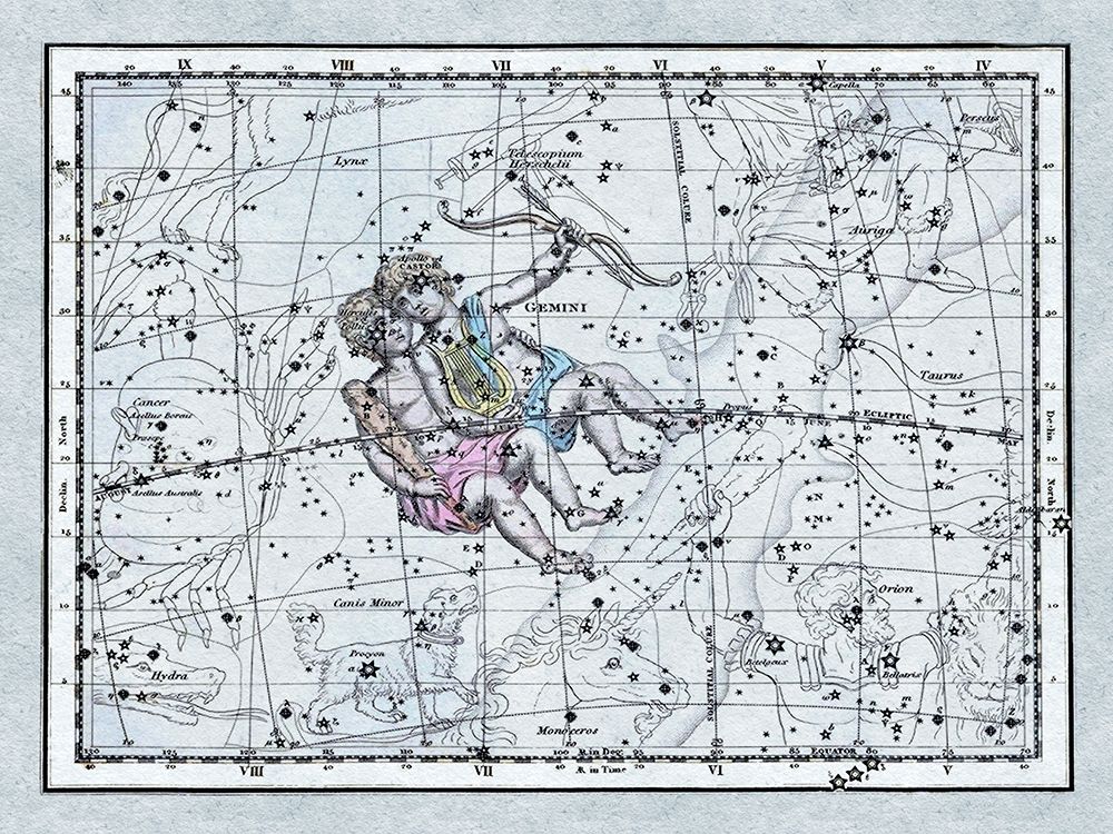 Maps of the Heavens: Gemini - the Twins - Castor and Pollux art print by Alexander Jamieson for $57.95 CAD