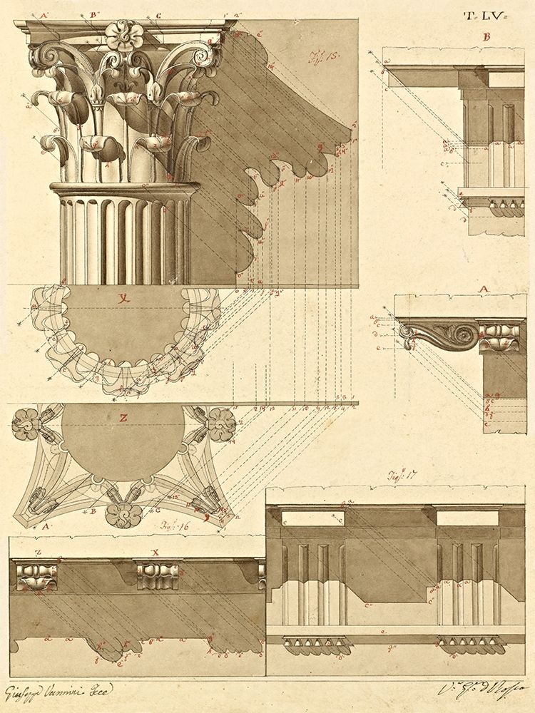 Plate 55 for Elements of Civil Architecture, ca. 1818-1850 art print by Giuseppe Vannini for $57.95 CAD