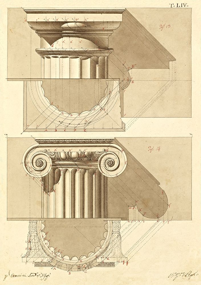 Plate 54 for Elements of Civil Architecture, ca. 1818-1850 art print by Giuseppe Vannini for $57.95 CAD