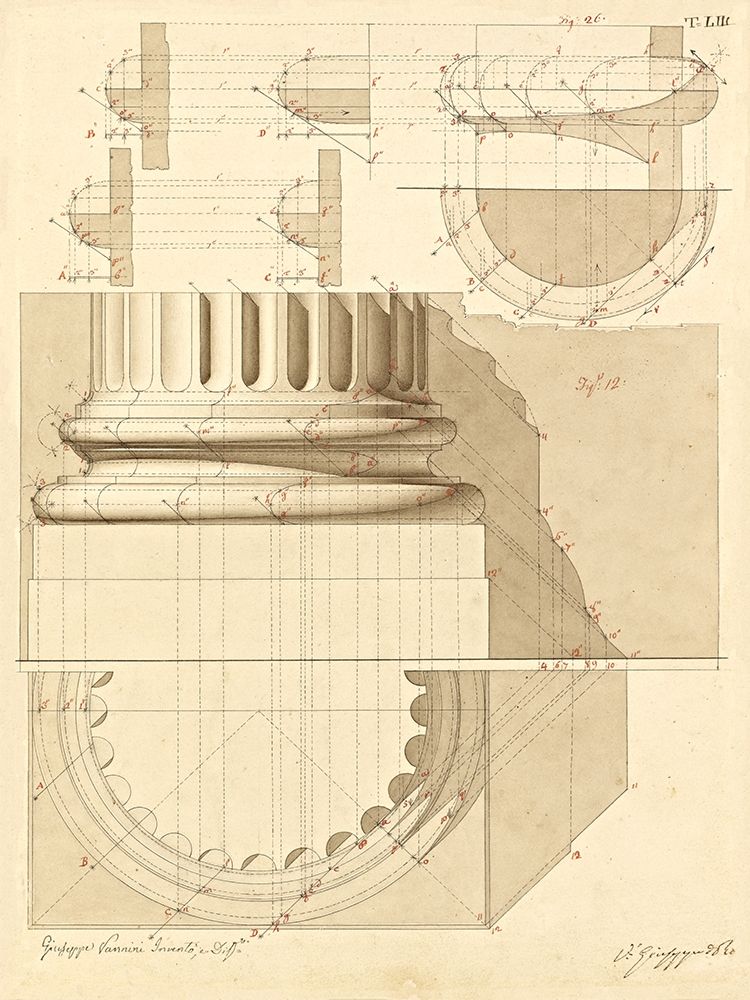 Plate 53 for Elements of Civil Architecture, ca. 1818-1850 art print by Giuseppe Vannini for $57.95 CAD
