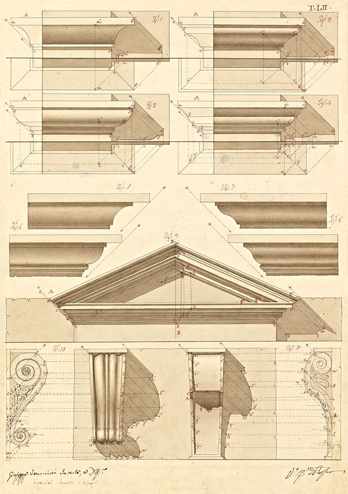 Plate 52 for Elements of Civil Architecture, ca. 1818-1850 art print by Giuseppe Vannini for $57.95 CAD