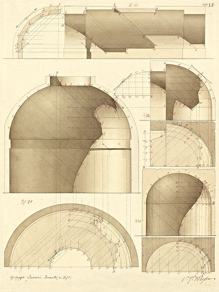 Plate 51 for Elements of Civil Architecture, ca. 1818-1850 art print by Giuseppe Vannini for $57.95 CAD