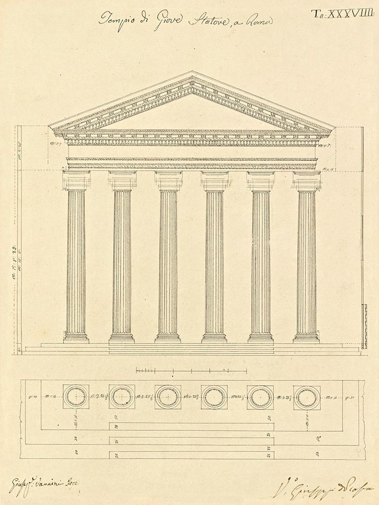 Plate 38 for Elements of Civil Architecture, ca. 1818-1850 art print by Giuseppe Vannini for $57.95 CAD