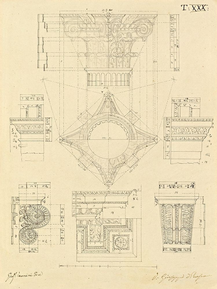 Plate 30 for Elements of Civil Architecture, ca. 1818-1850 art print by Giuseppe Vannini for $57.95 CAD