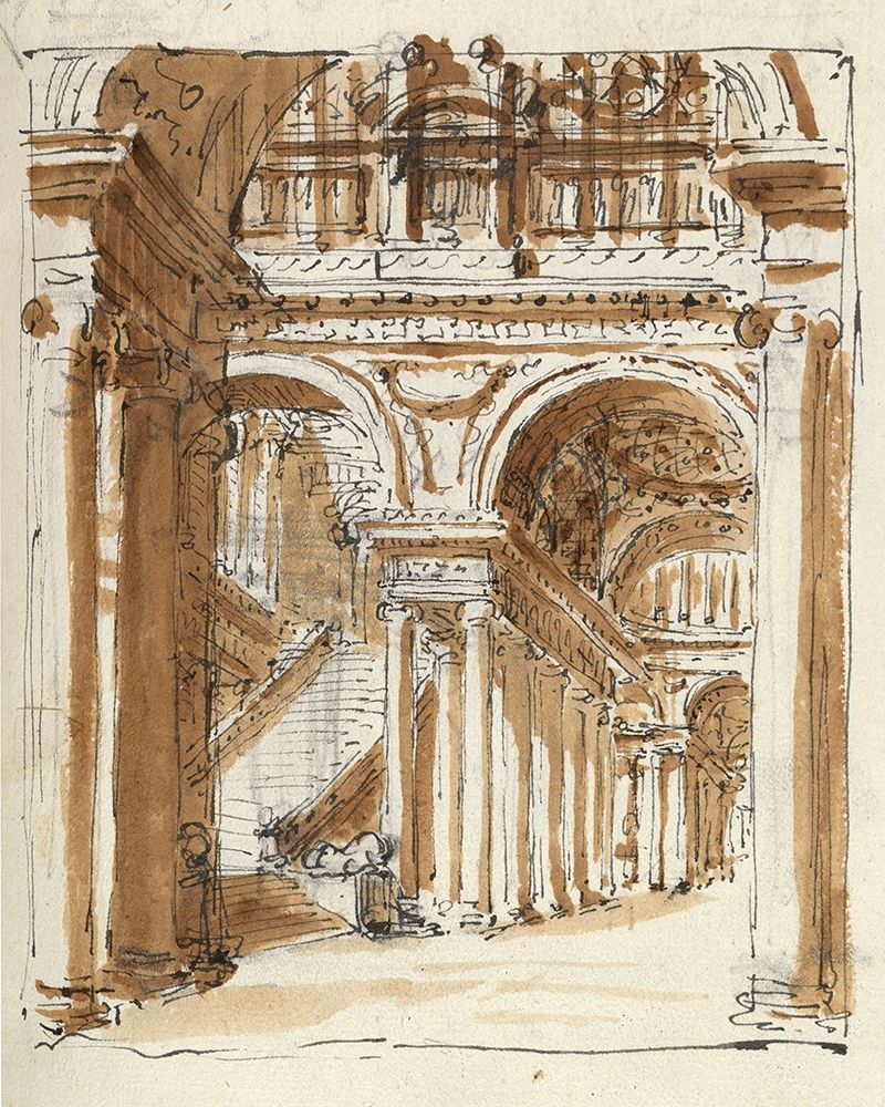Grand entrance hall, Italy, 1786 art print by Marie-Joseph Peyre for $57.95 CAD