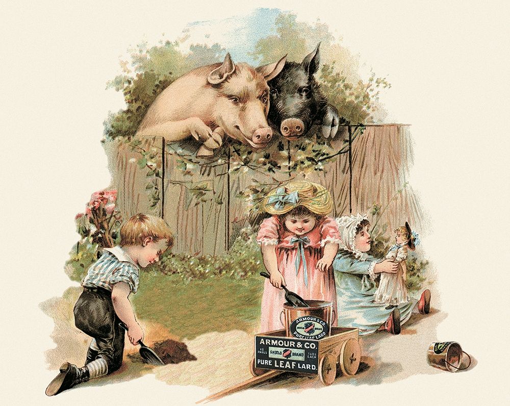 Pigs and Pork: Curious Pigs art print by Advertisement for $57.95 CAD