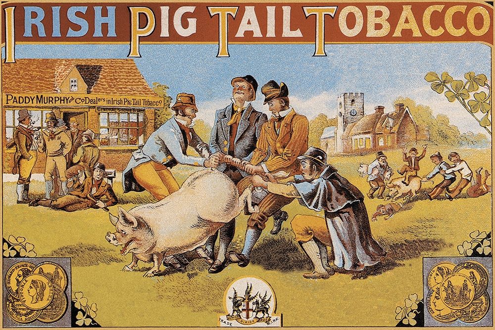 Pigs and Pork: Irish Pig Tail Tobacco art print by Advertisement for $57.95 CAD