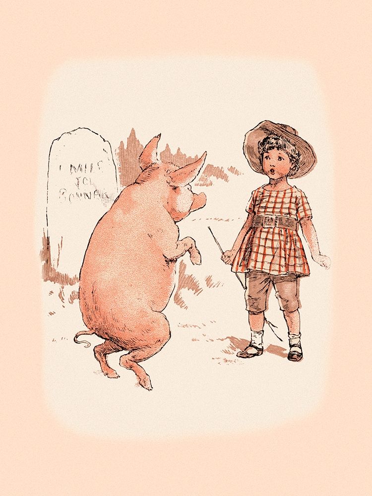 Pigs and Pork: Pig on Hind Legs and Little Girl art print by Advertisement for $57.95 CAD