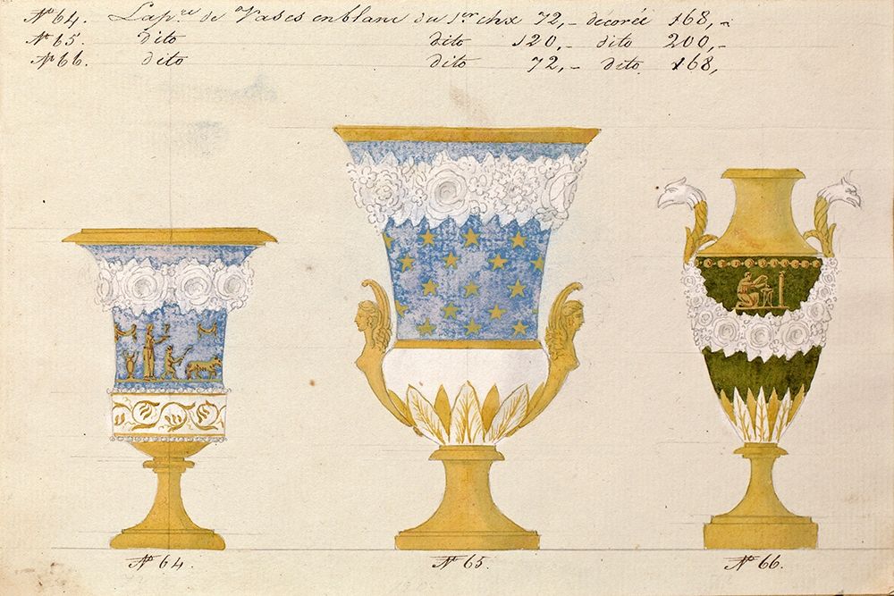 Trois vases en blanc du 1er choix, ca. 1800-1820 art print by Honore for $57.95 CAD
