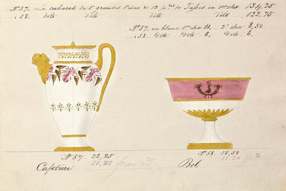 Cafetiere et bol, ca. 1800-1820 art print by Honore for $57.95 CAD