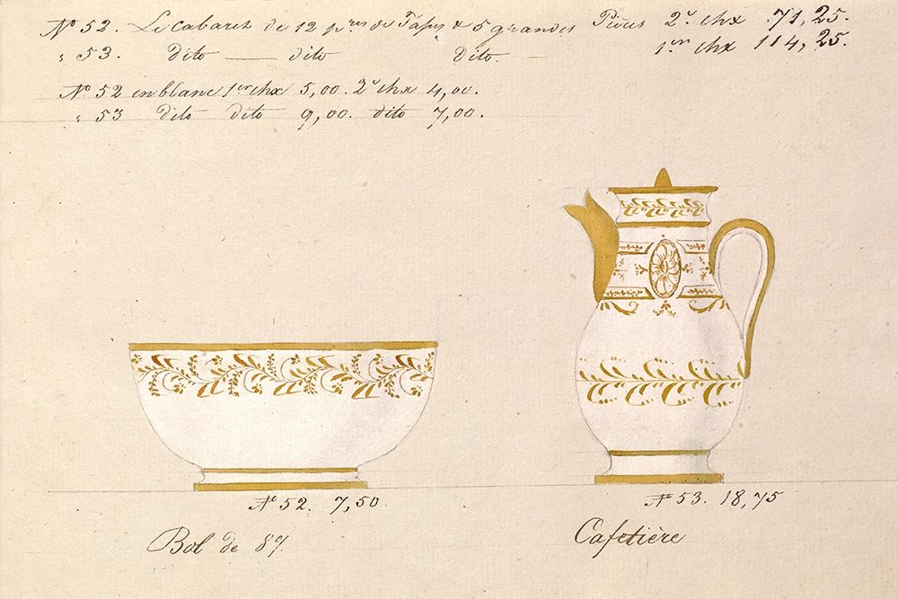 Bol et cafetiere, ca. 1800-1820 art print by Honore for $57.95 CAD