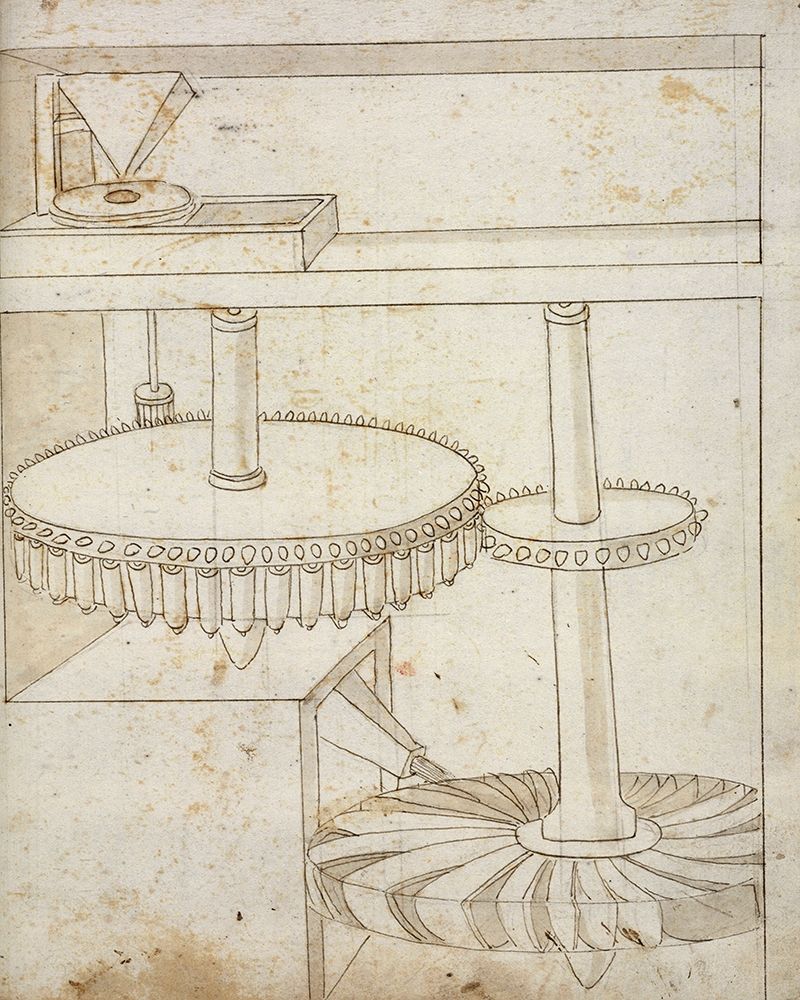 Folio 44: mill powered by horizontal wheel art print by Francesco di Giorgio Martini for $57.95 CAD