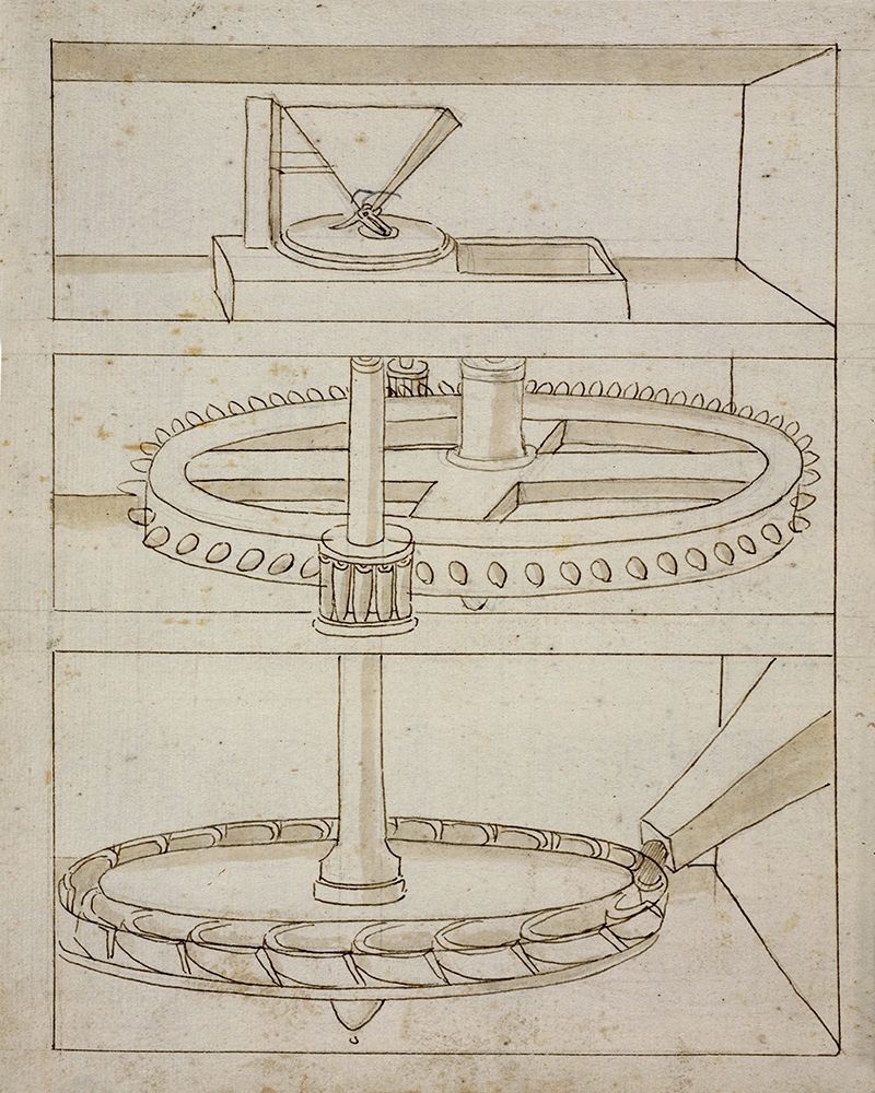 Folio 39: mill with horizontal water wheel art print by Francesco di Giorgio Martini for $57.95 CAD