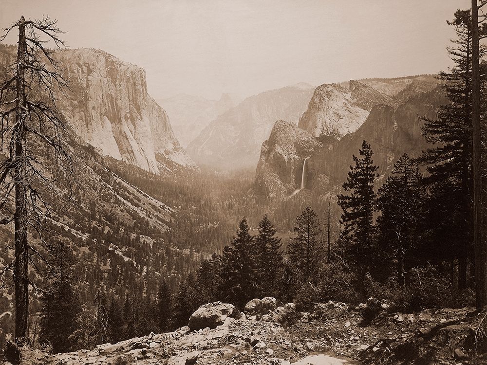 The Yosemite Valley from Inspiration Pt. Mariposa Trail, 1865-1866 art print by Carleton Watkins for $57.95 CAD