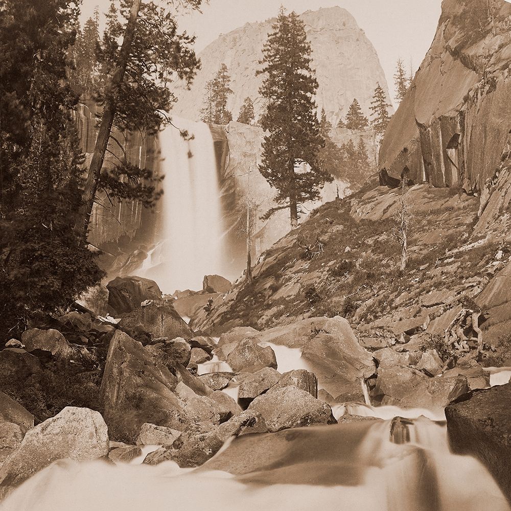 Piwayac - Vernal Fall - 300 ft. Yosemite, California, 1861 art print by Carleton Watkins for $57.95 CAD