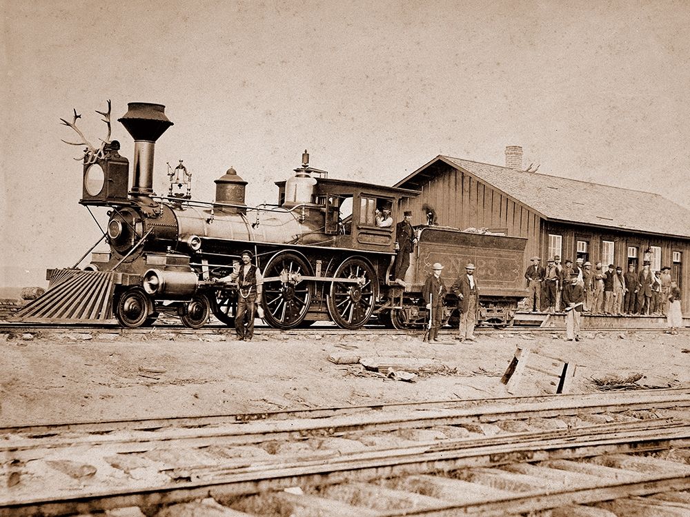 Wyoming Station, Engine 23 on Main Track, May 1868 art print by A.J. Russell for $57.95 CAD
