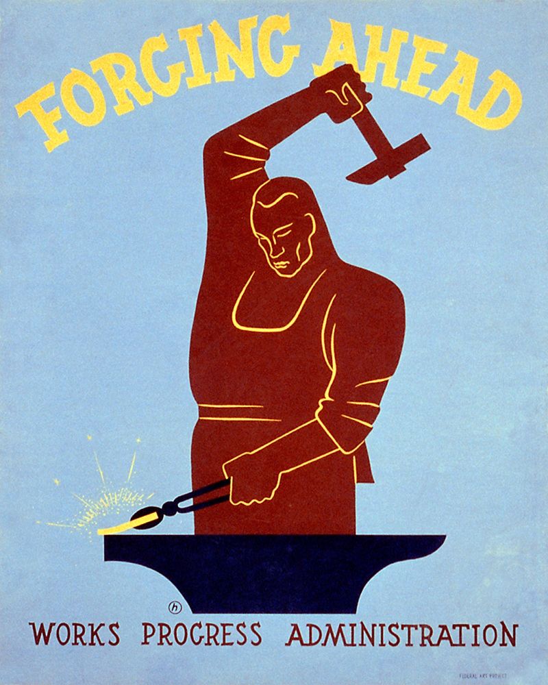 Forging ahead Works Progress Administration art print by Harry Herzog for $57.95 CAD