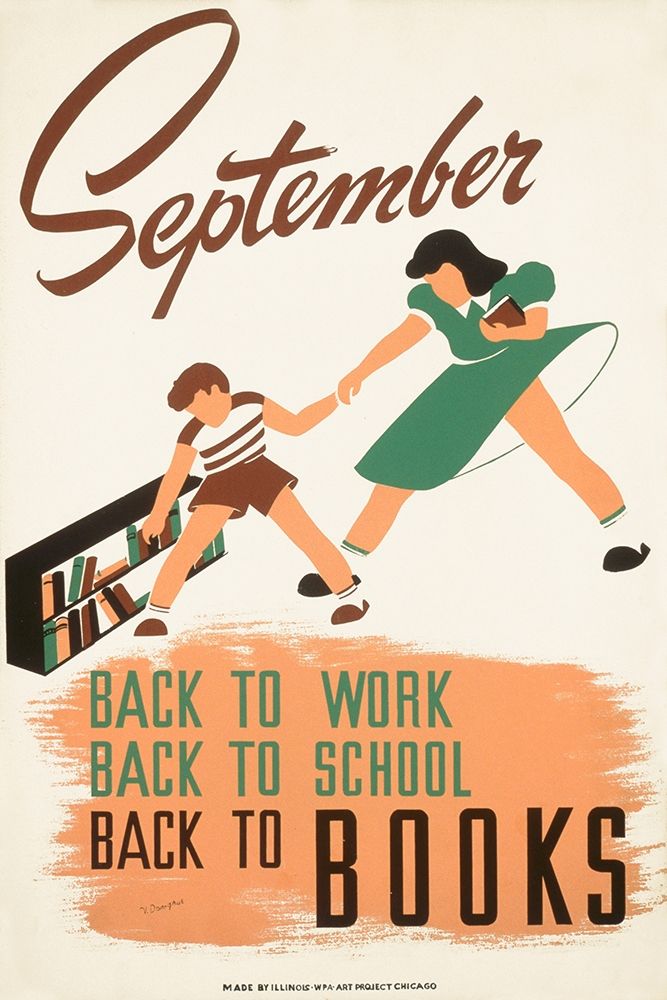 September - back to work - back to school - back to BOOKS art print by WPA for $57.95 CAD