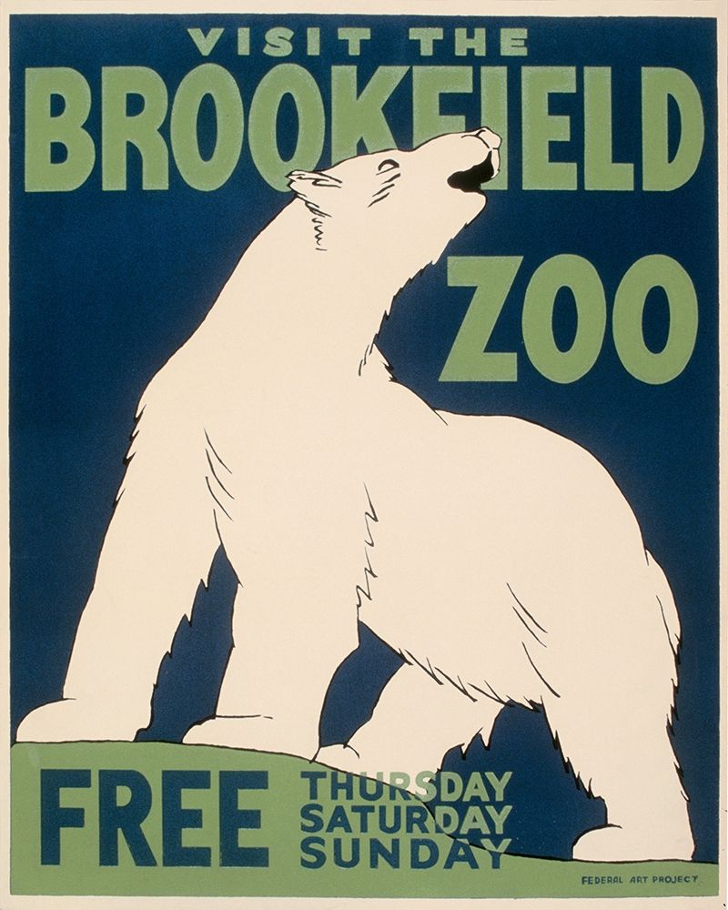 Visit the Brookfield Zoo - Polar Bear art print by WPA for $57.95 CAD