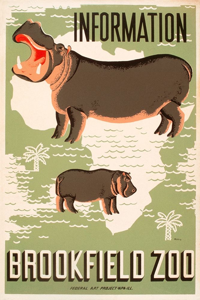 Information - Brookfield Zoo - Hippos art print by Mildred Waltrip for $57.95 CAD