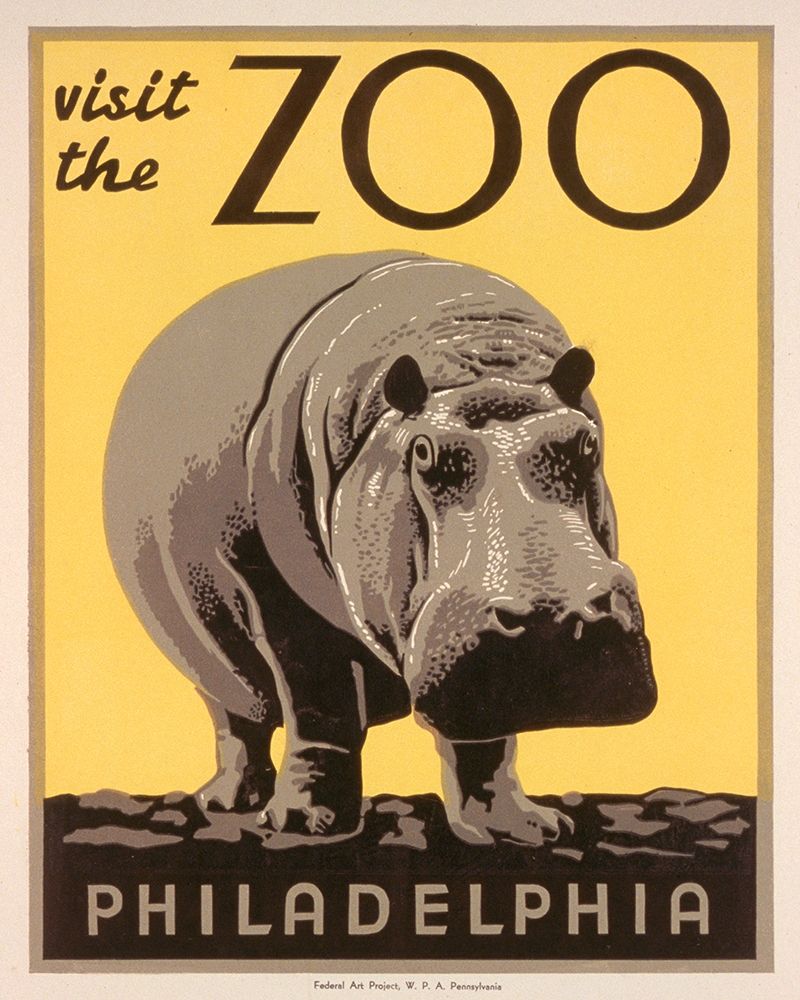 Visit the zoo - Philadelphia - Hippo art print by WPA for $57.95 CAD