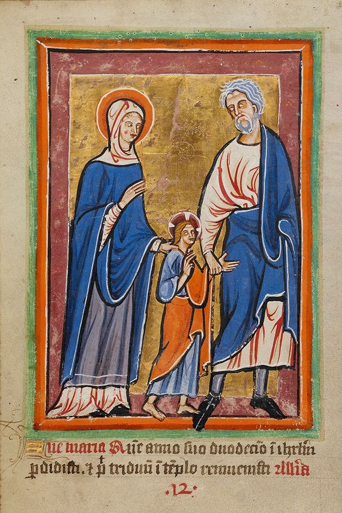 Christ Led to Jerusalem by Mary and Joseph art print by Unknown 12th Century Illuminator for $57.95 CAD